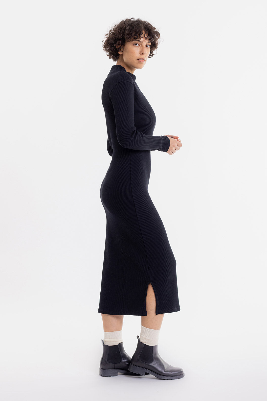 Mock Neck Dress Black - ROTHOLZ