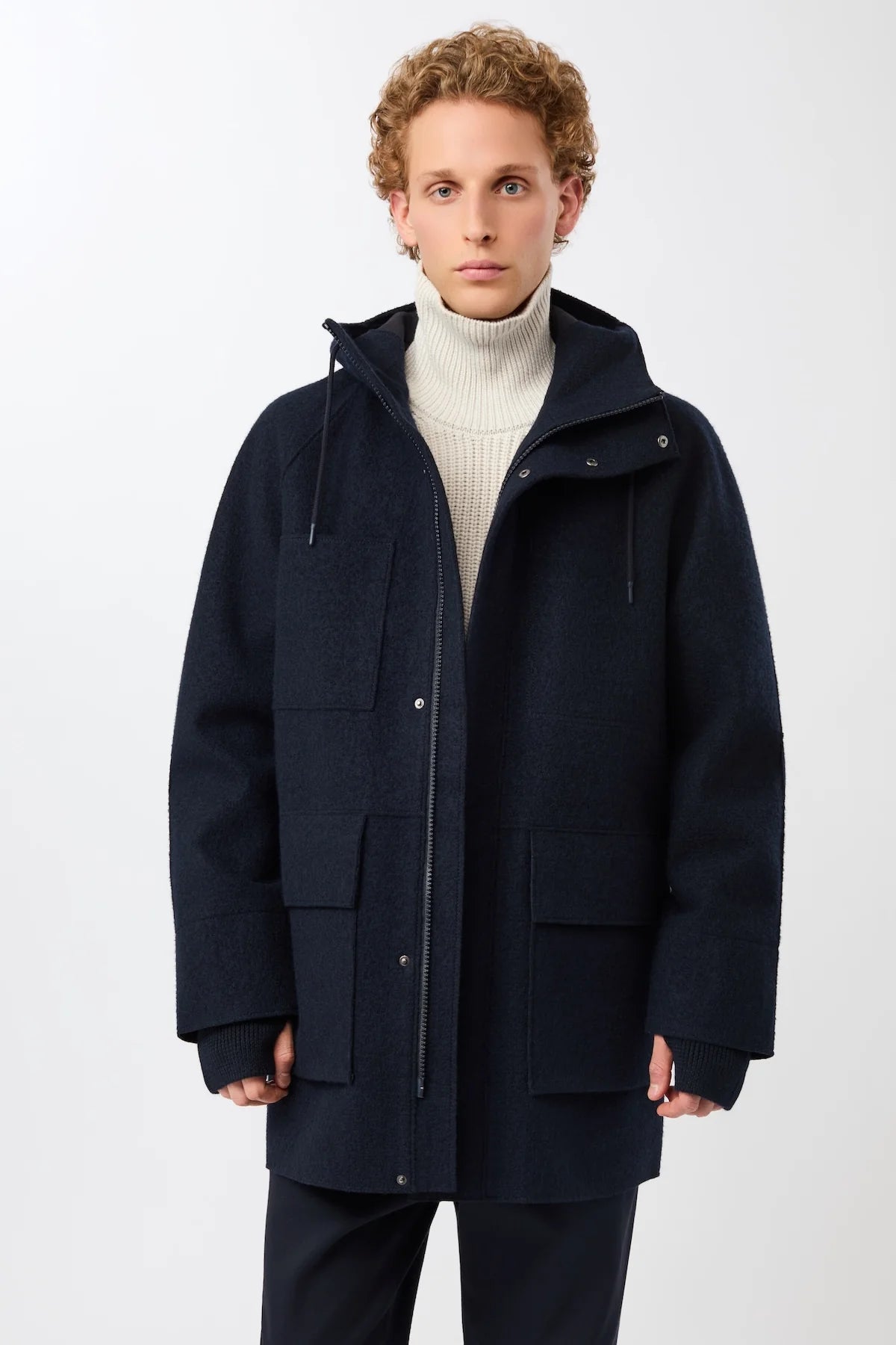 Parka Organic Wool Membrane Tecno Felt Navy