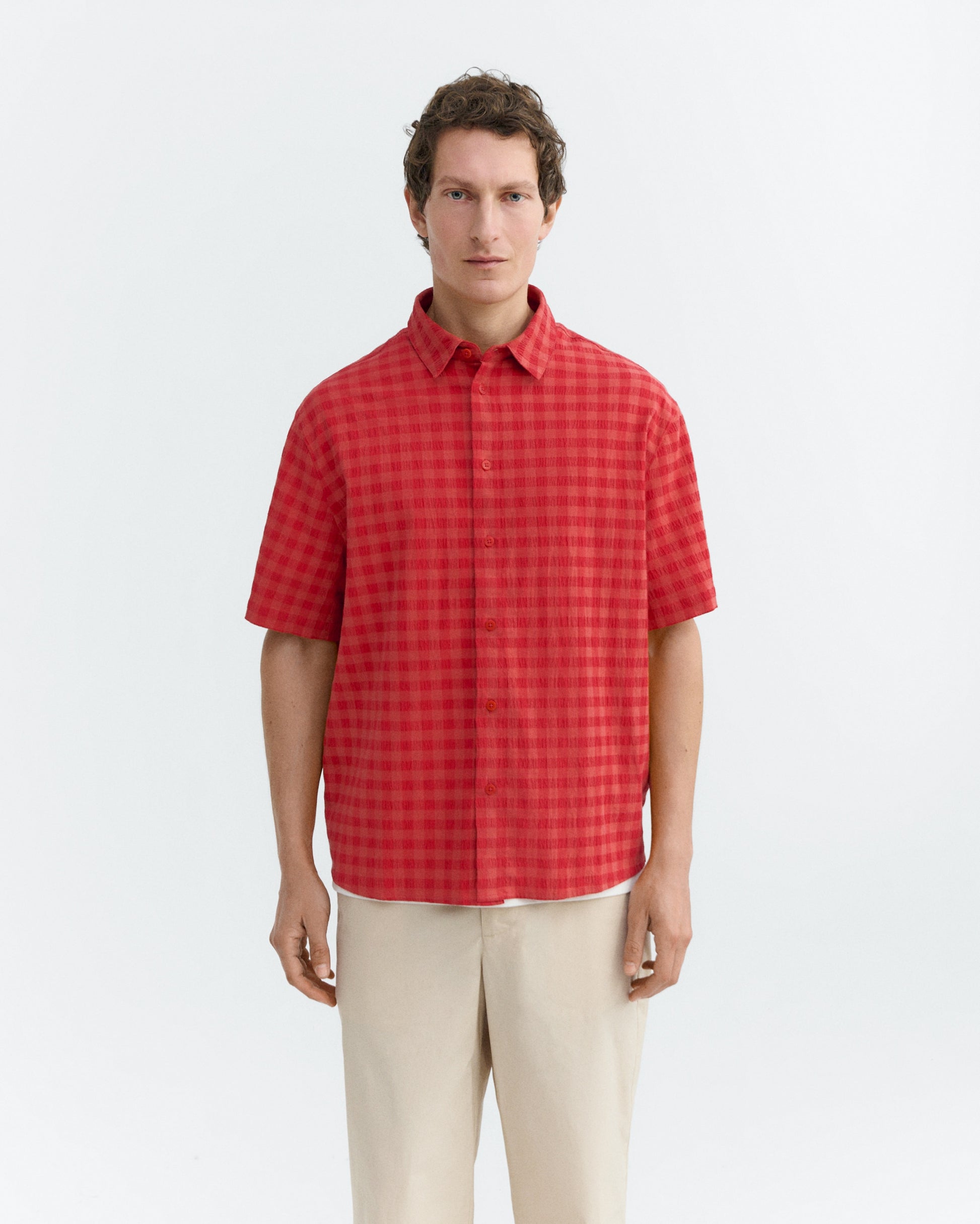 Paddy Seersucker Shortsleeve Shirt Red