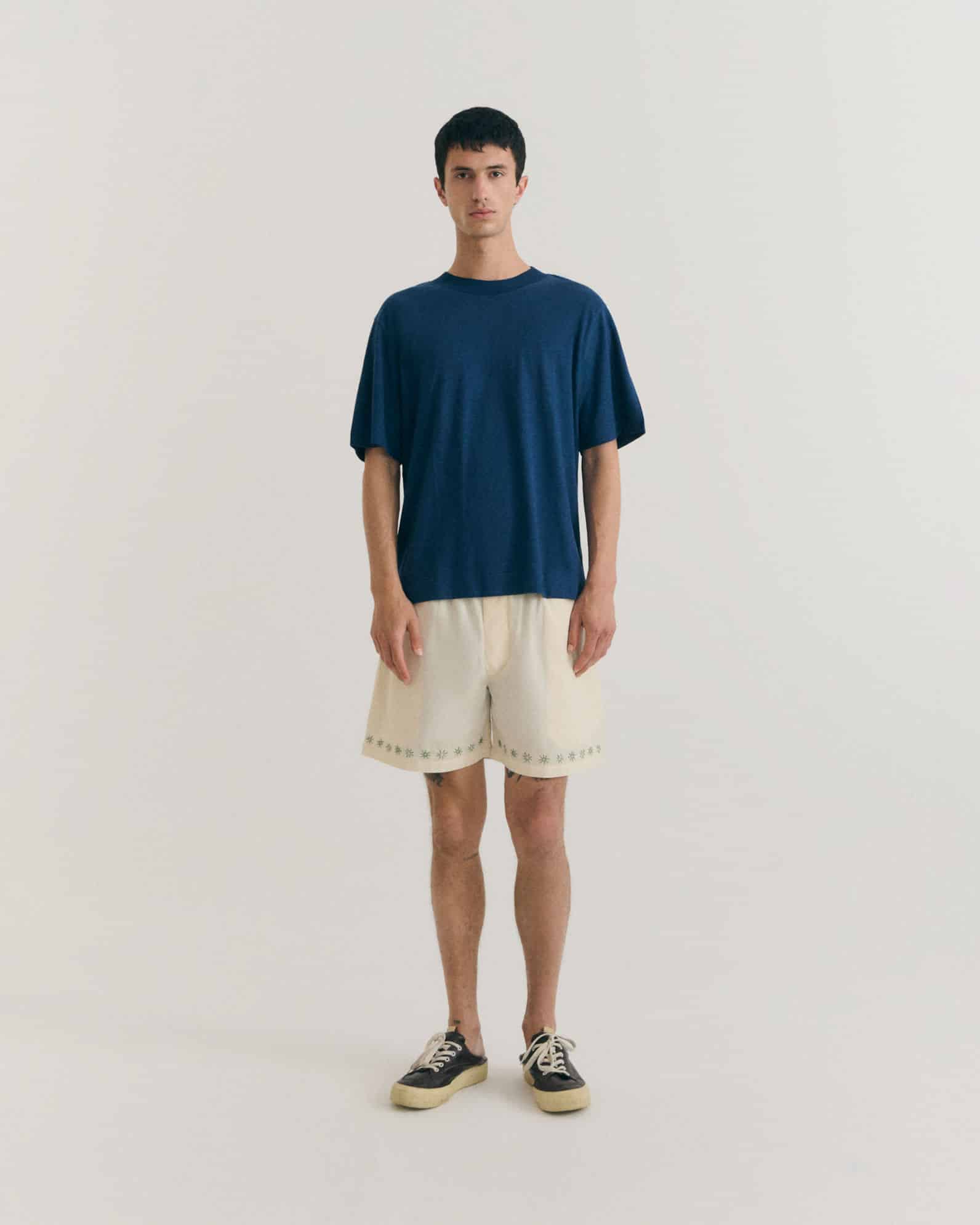 Hemp Roy Big Collar T-shirt Blue Night