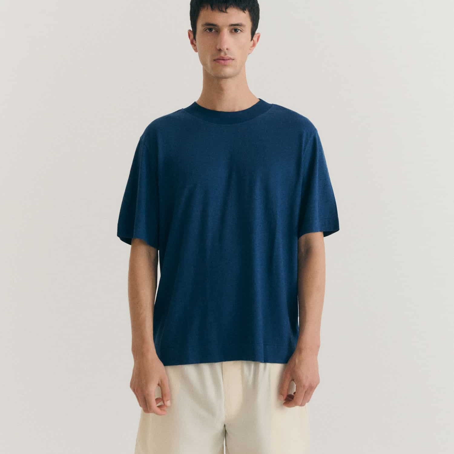 Hemp Roy Big Collar T-shirt Blue Night