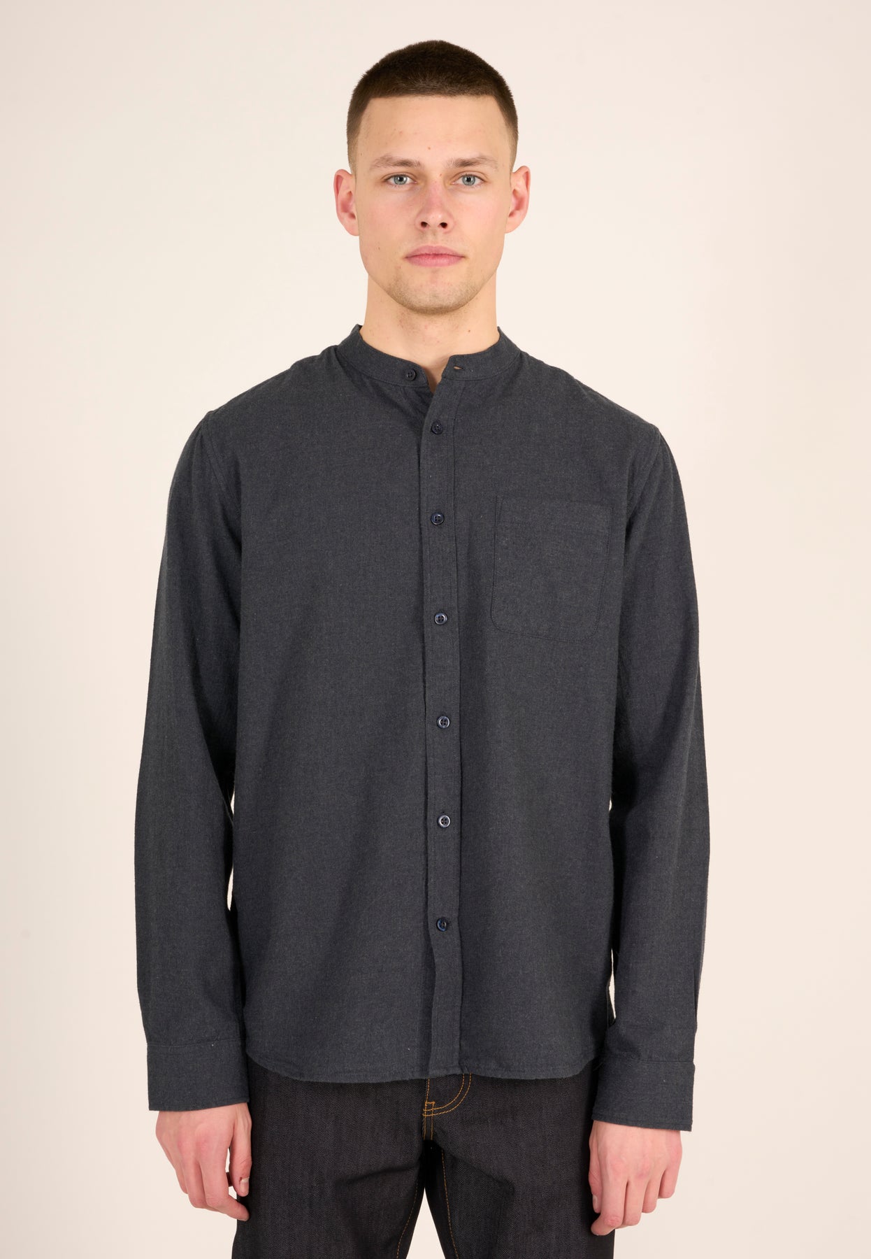 Melange Flanell Murarskjorta Total Eclipse - KNOWLEDGE COTTON APPAREL