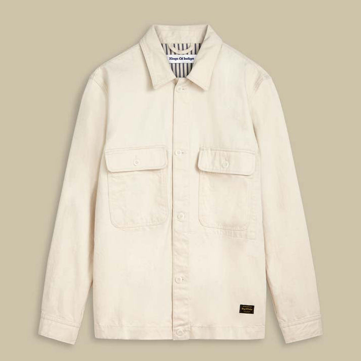Thanos Ecru Heavy Canvas Overshirt - KINGS OF INDIGO