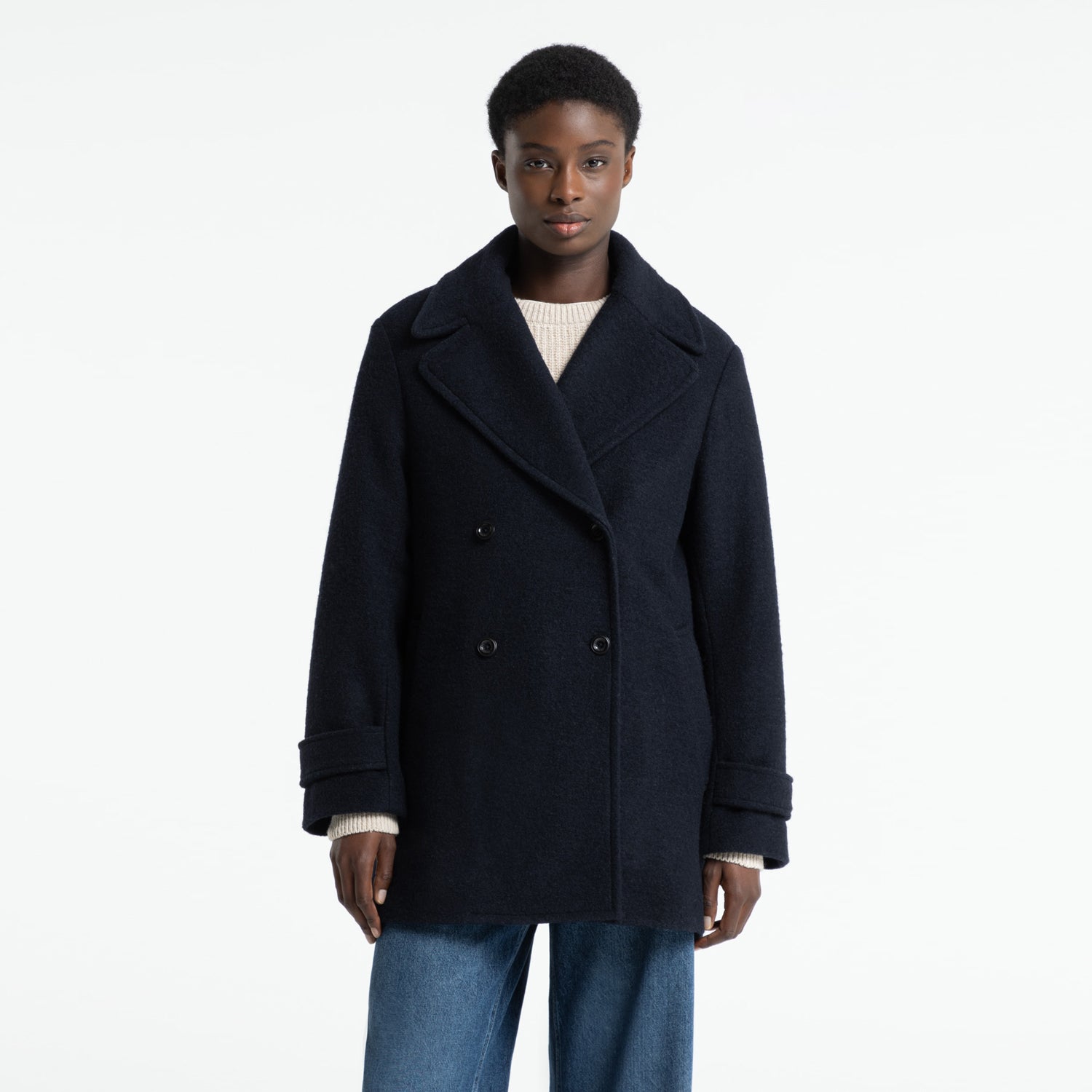 Onna Recycled Wool Coat Maritime Blue