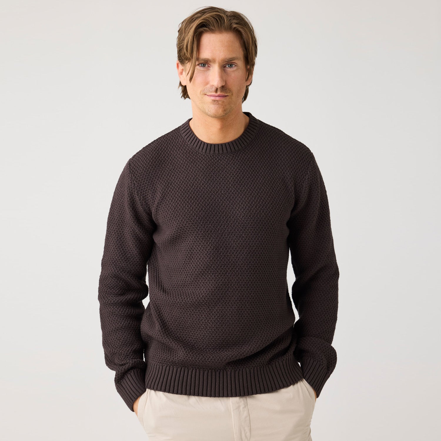 Crew Neck Knit Organic Cotton Chocolate Torte