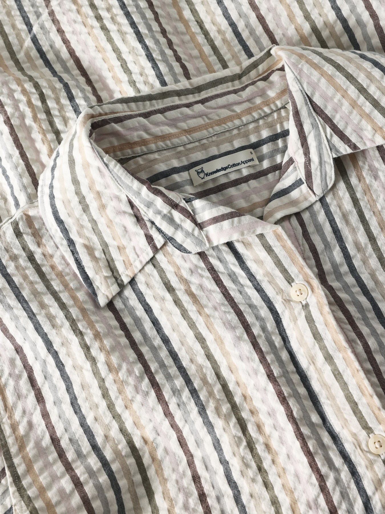 Loose Seersucker Short Sleeve Shirt Multi Color Stripe