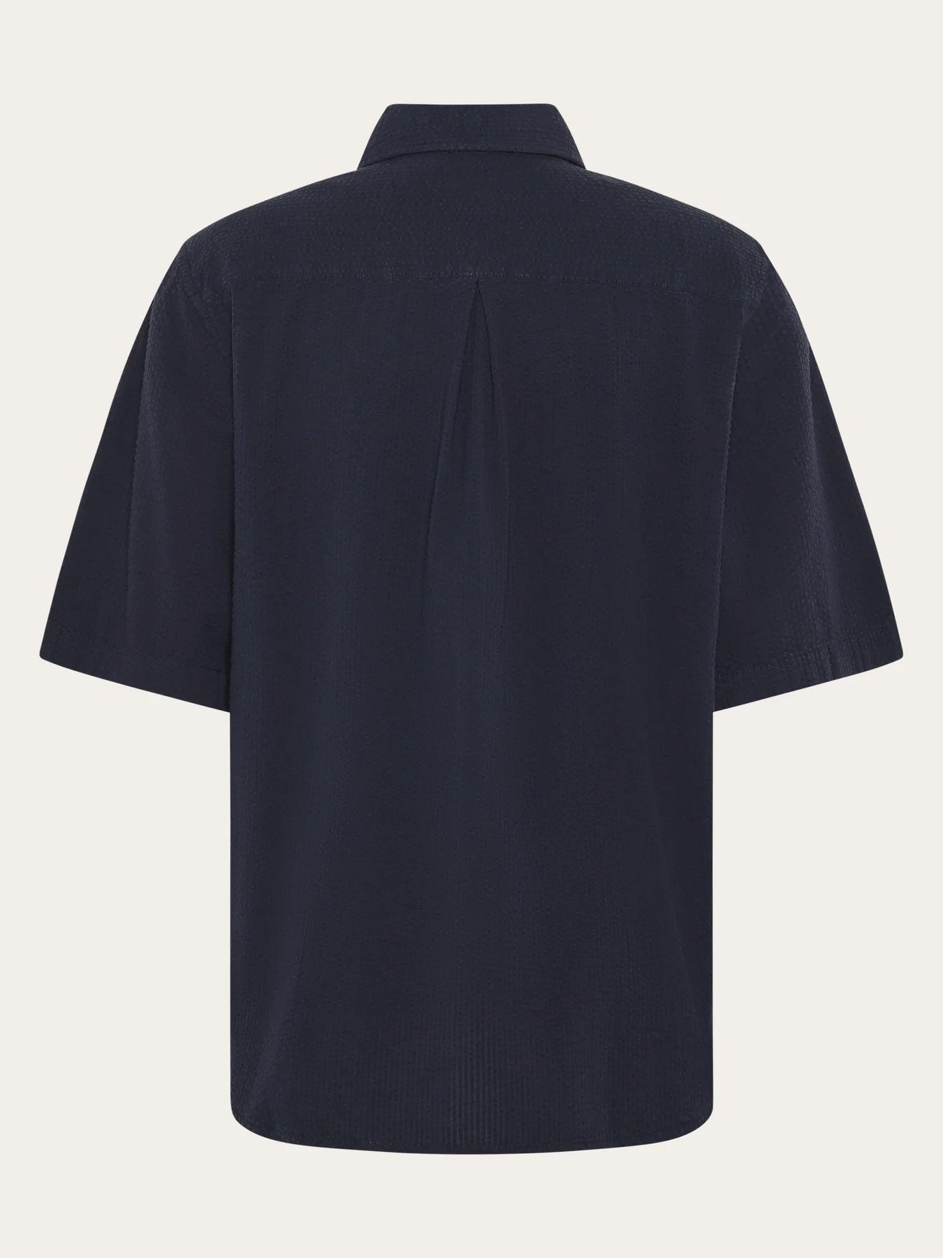 Loose Seersucker Short Sleeve Shirt Night Sky