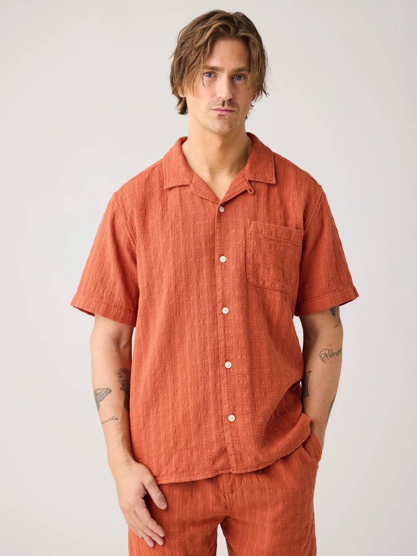 Structure Short Sleeve Shirt Burnt Brick