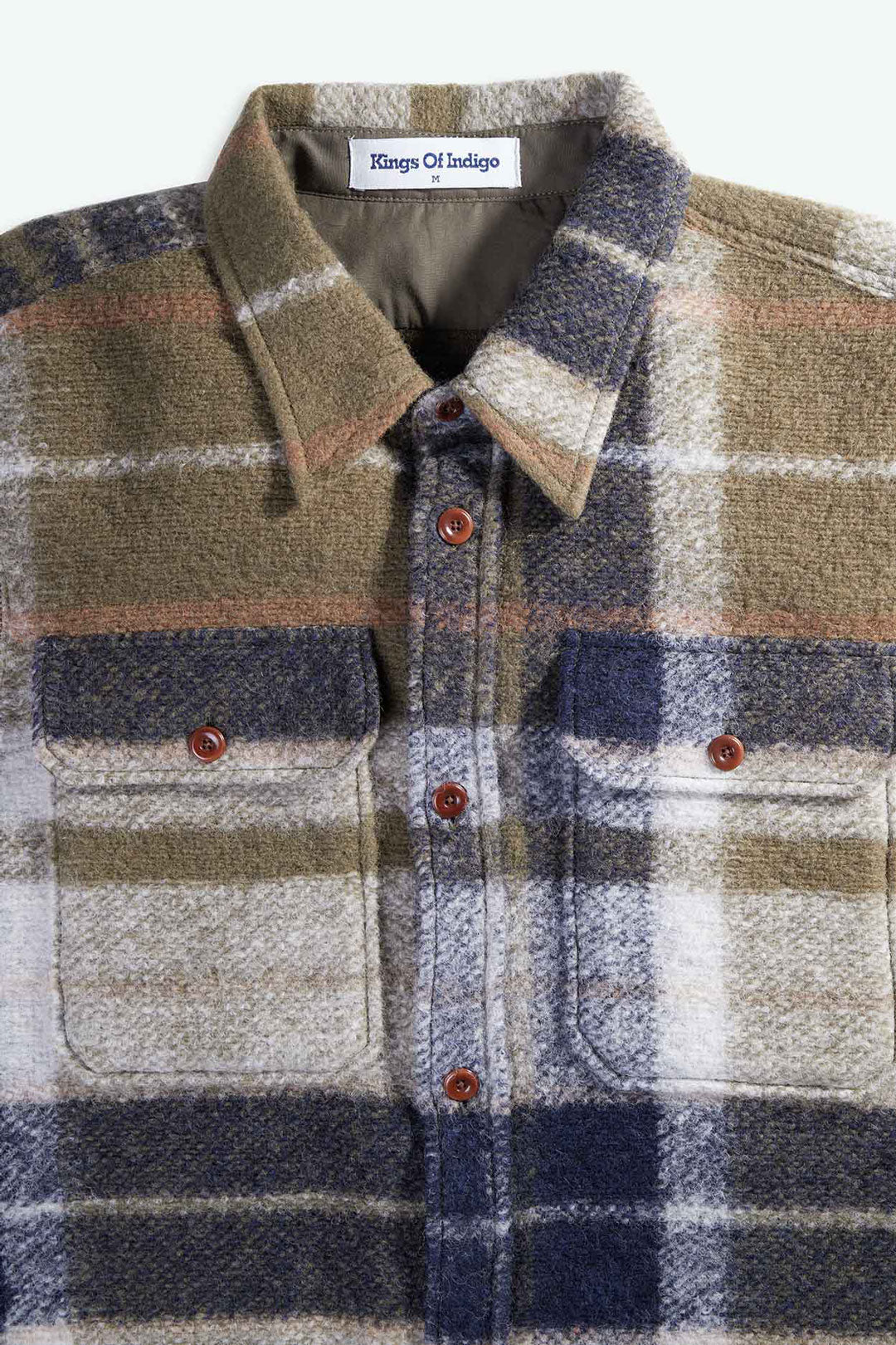 Donovan Wool Overshirt Olive Check - KINGS OF INDIGO