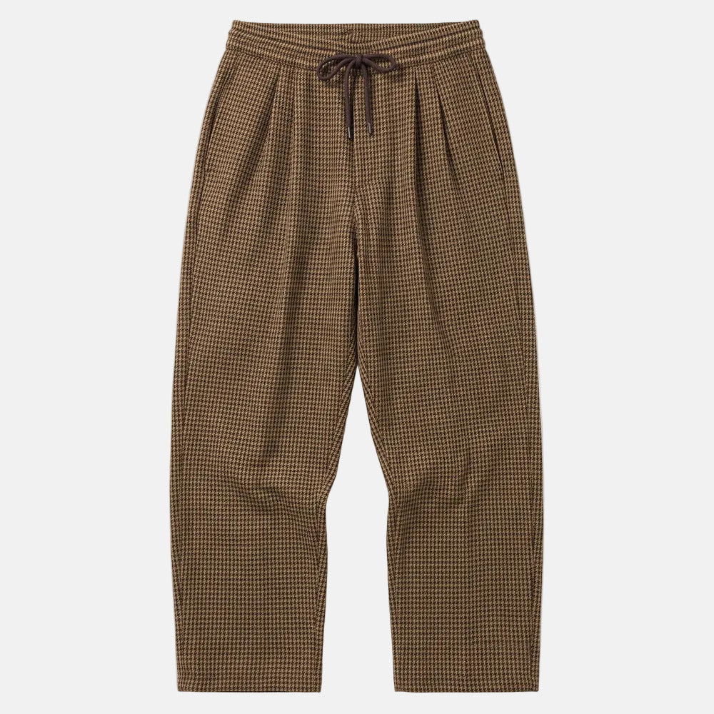 Ozone Relaxed Houndstooth Pant Dark Brown Check