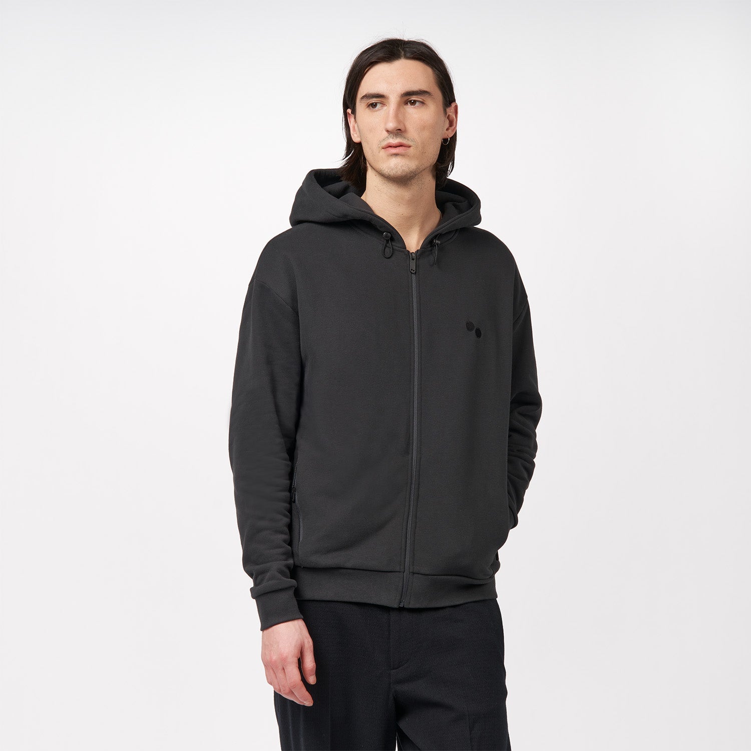 Zipped Hoodie Unisex Peat Black - PINQPONQ