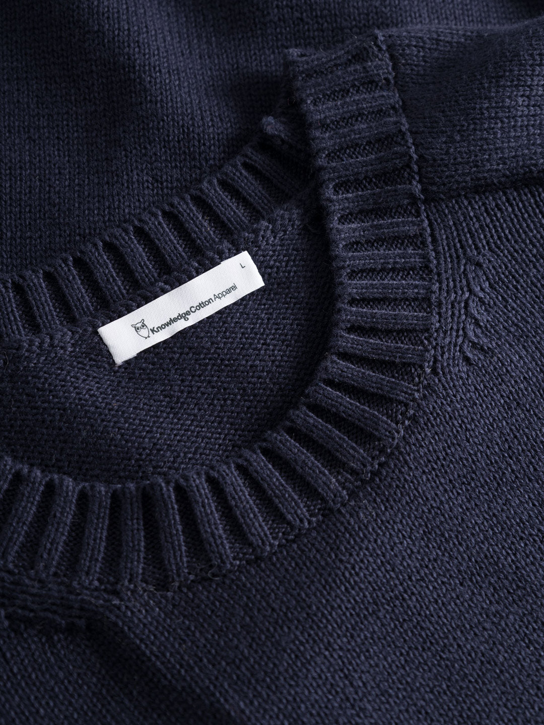 Plain Knitted Crew Neck Sweater Night Sky