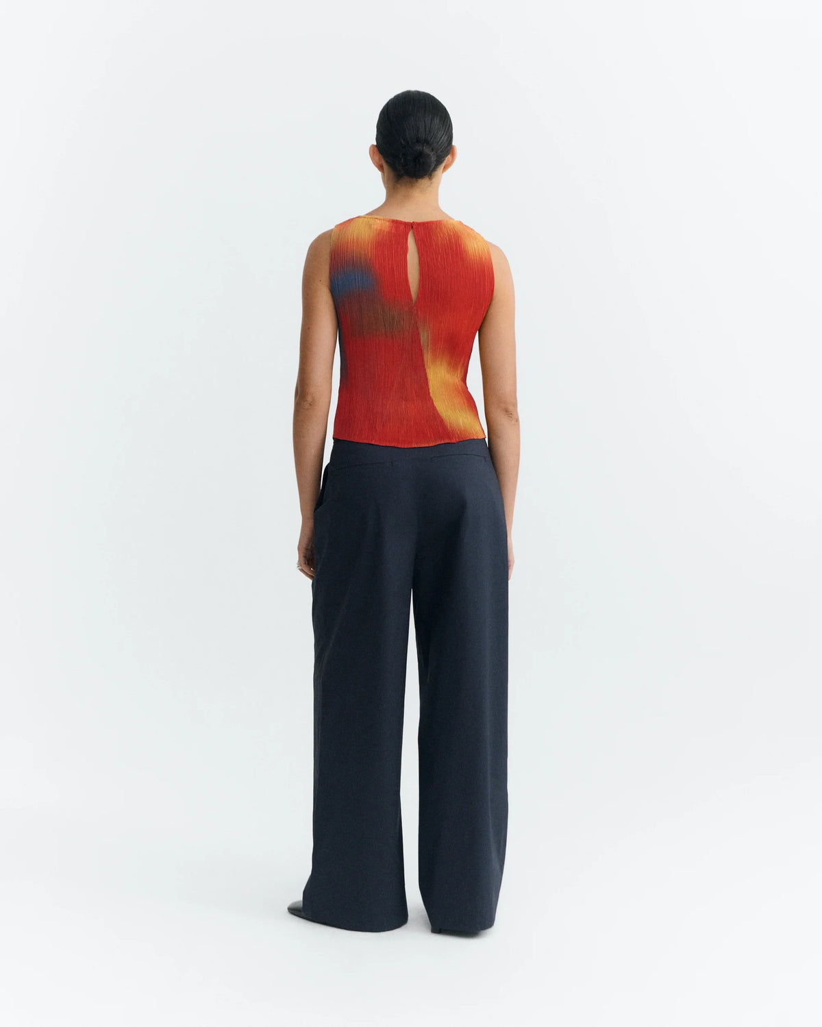 Red Flowers Pleated Dora Top