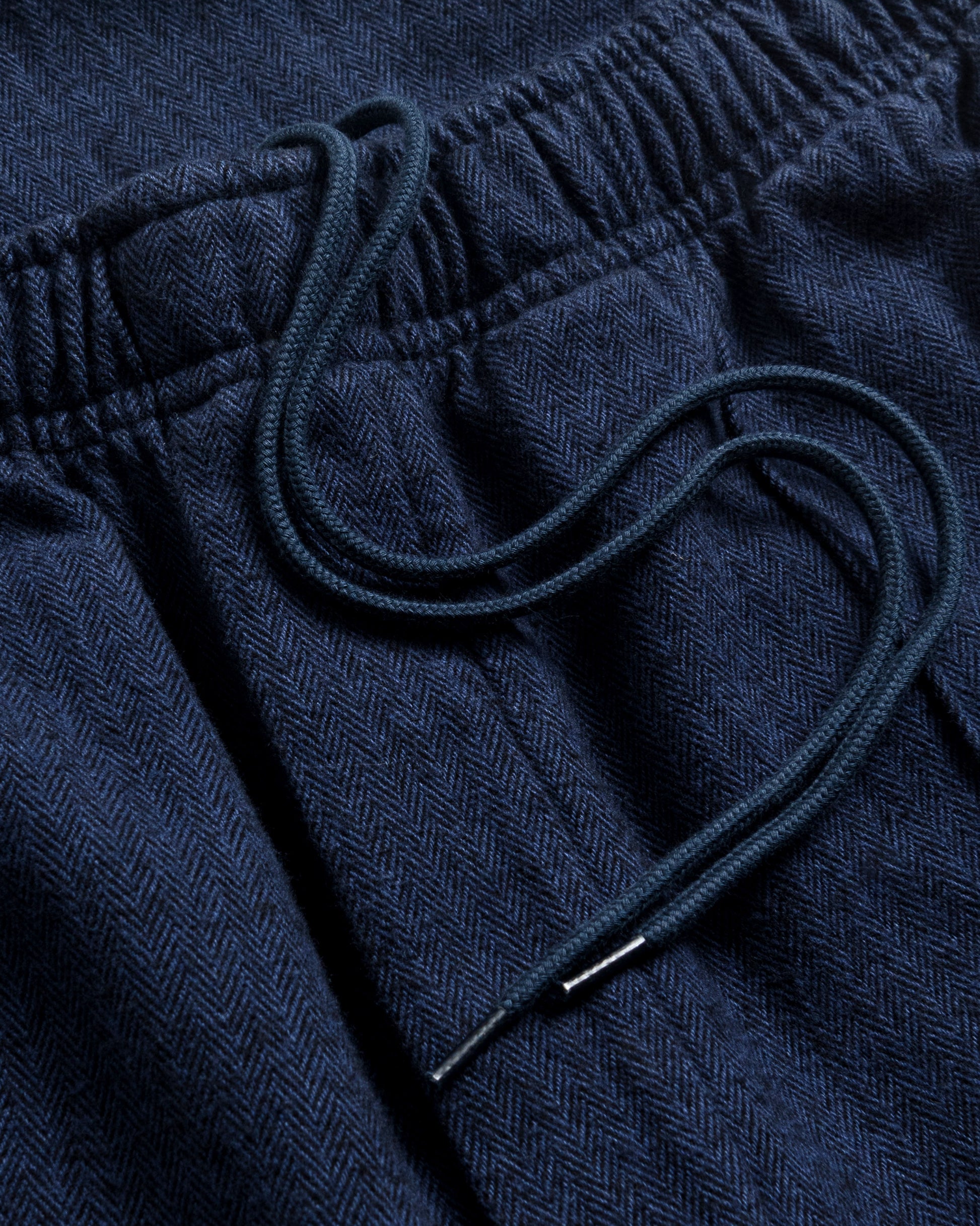Pleated Wide Pant Herringbone Blue