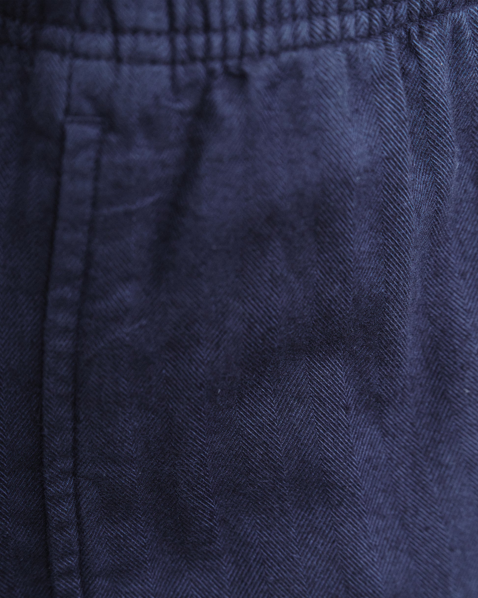 Pleated Wide Pant Herringbone Blue