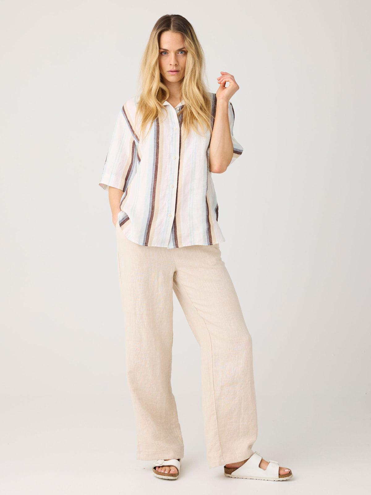 Posey Organic Linen Pants Light Feather Gray