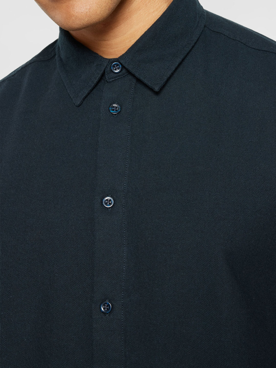 Heavy Twill Flannel Shirt Total Eclipse - KNOWLEDGE COTTON APPAREL