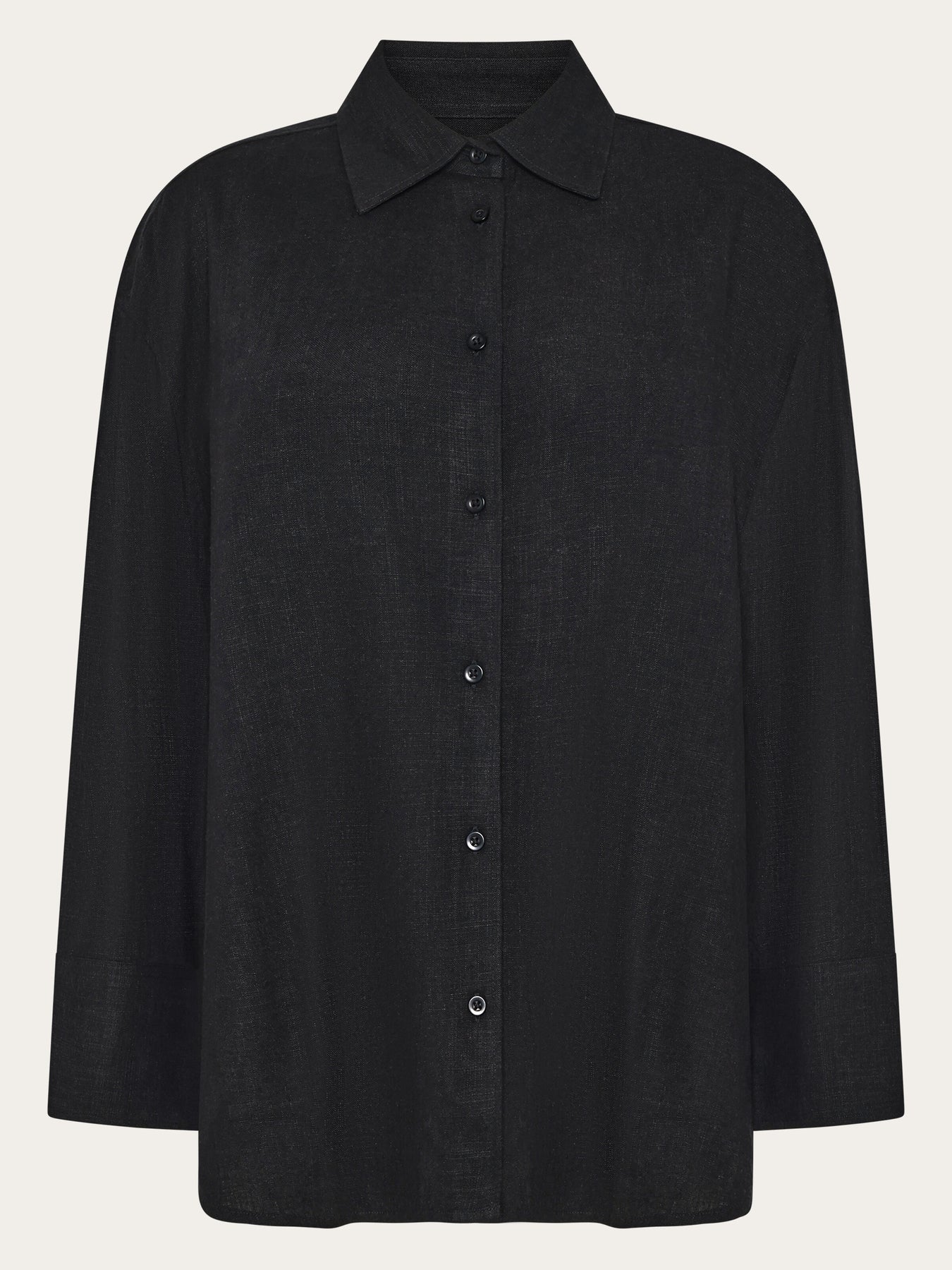 Linen & EcoVero Mix Relaxed Shirt Black