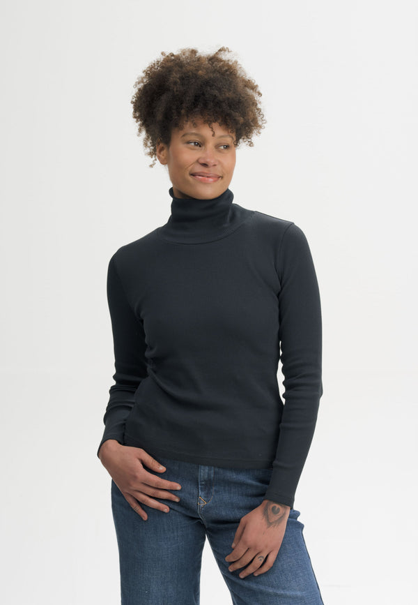 Ribbed Turtleneck Munli Organic Cotton Black