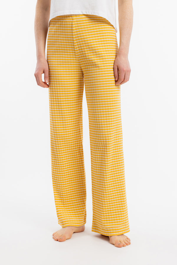 Ribbed Lounge Pants Sad Yellow Stripe - ROTHOLZ
