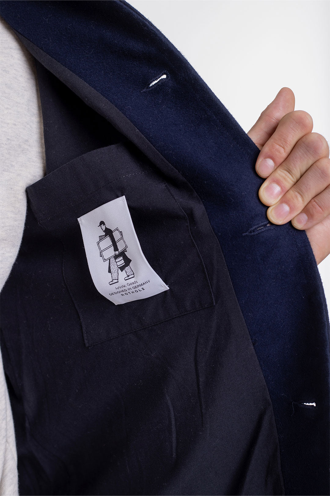 Moleskin Organic Cotton Overcoat Navy - ROTHOLZ