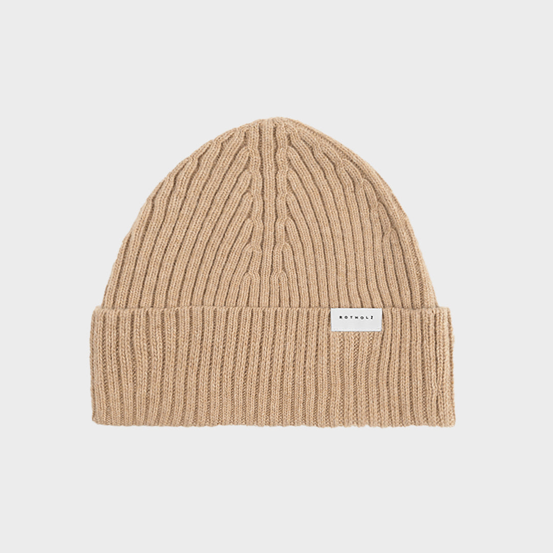 Classic Ribbed Wool Beanie Oatmeal - ROTHOLZ