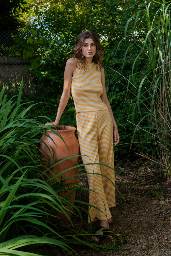 Ribbed Lounge Pants Sad Yellow Stripe - ROTHOLZ