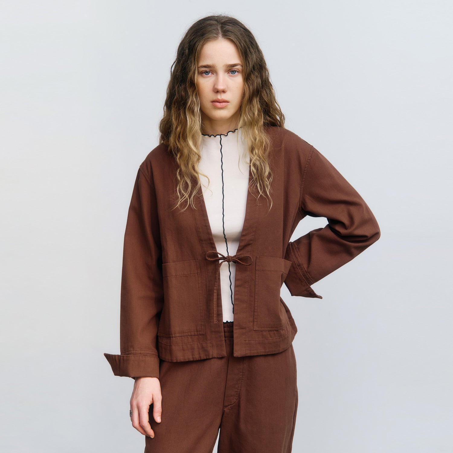 Kimono Jacket Organic Cotton Hazel Brown Rotholz
