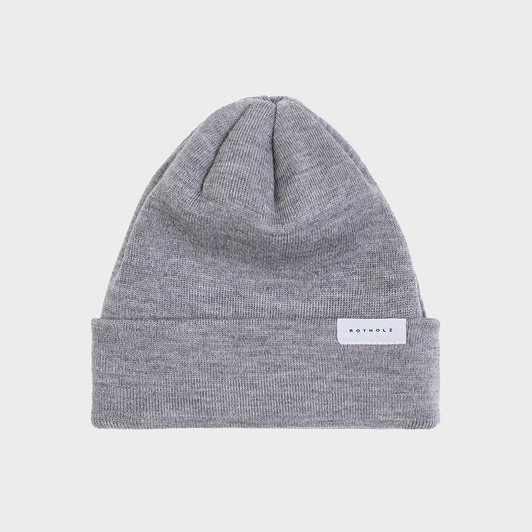 Merino Classic Fine Knit Beanie Grey - ROTHOLZ