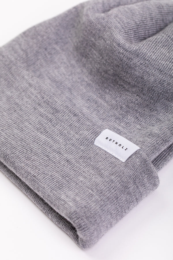 Merino Classic Fine Knit Beanie Grey - ROTHOLZ