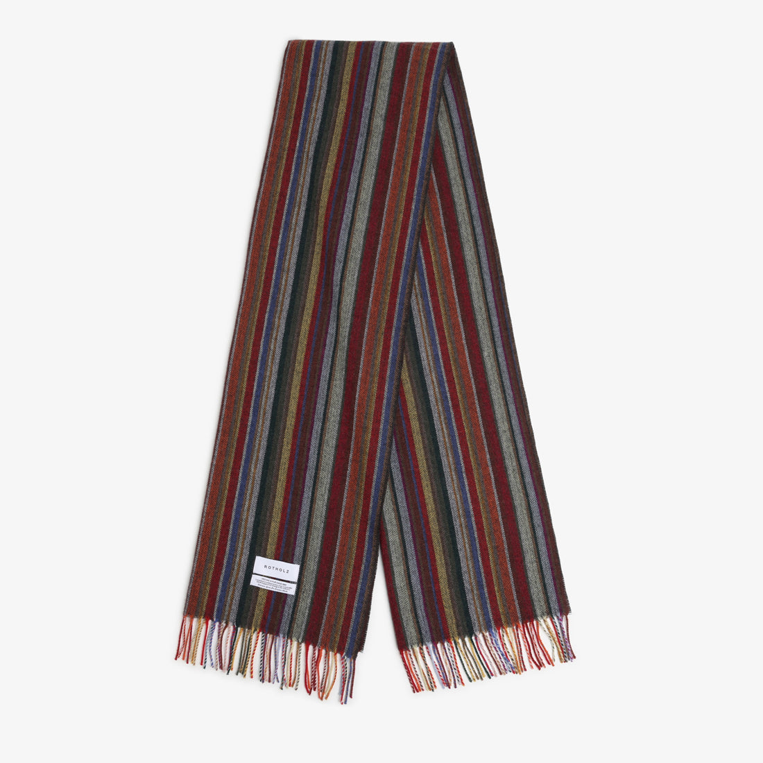 Merino Wool Woven Scarf Multi Stripe 182x50cm
