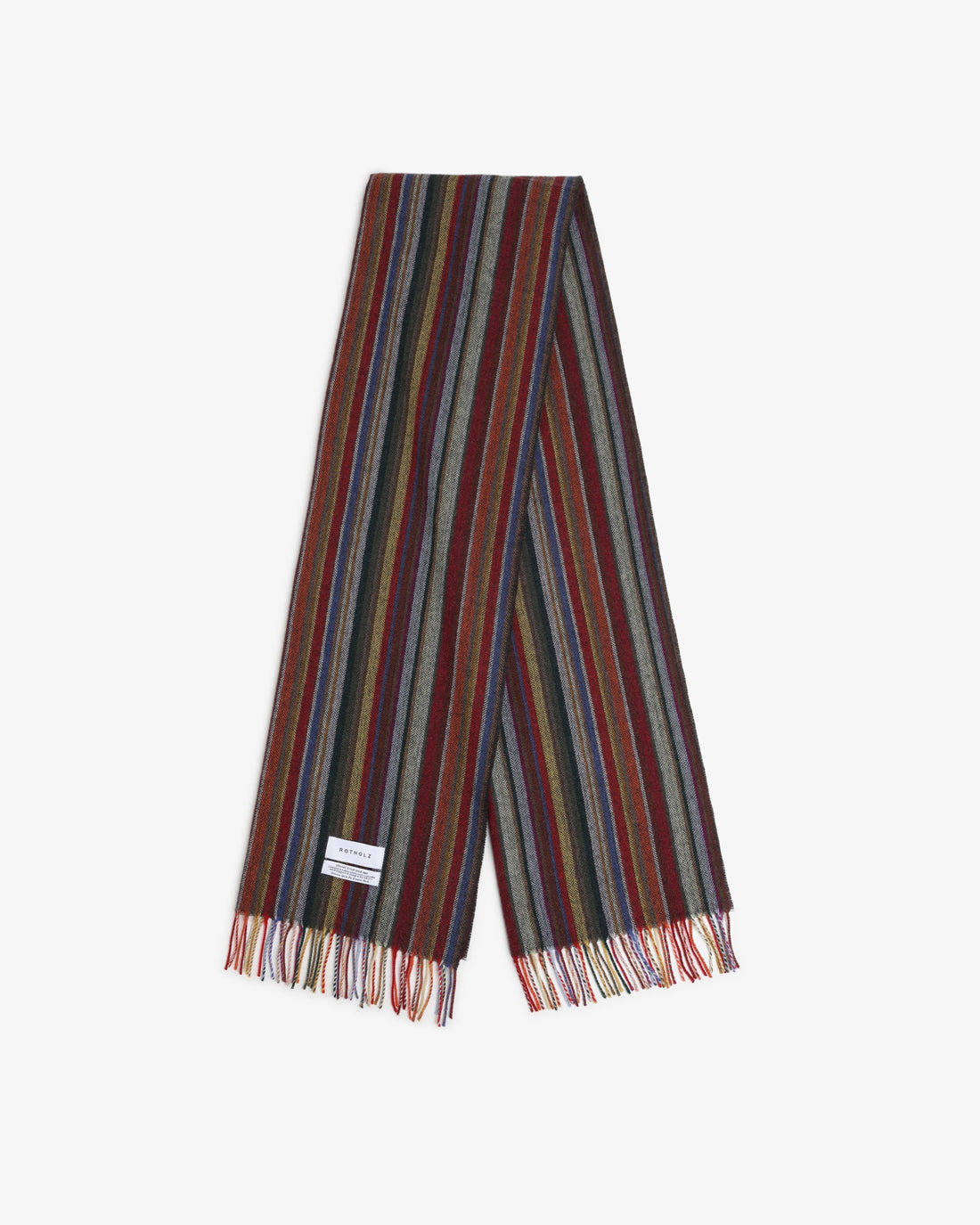 Merino Wool Woven Scarf Multi Stripe 182x50cm
