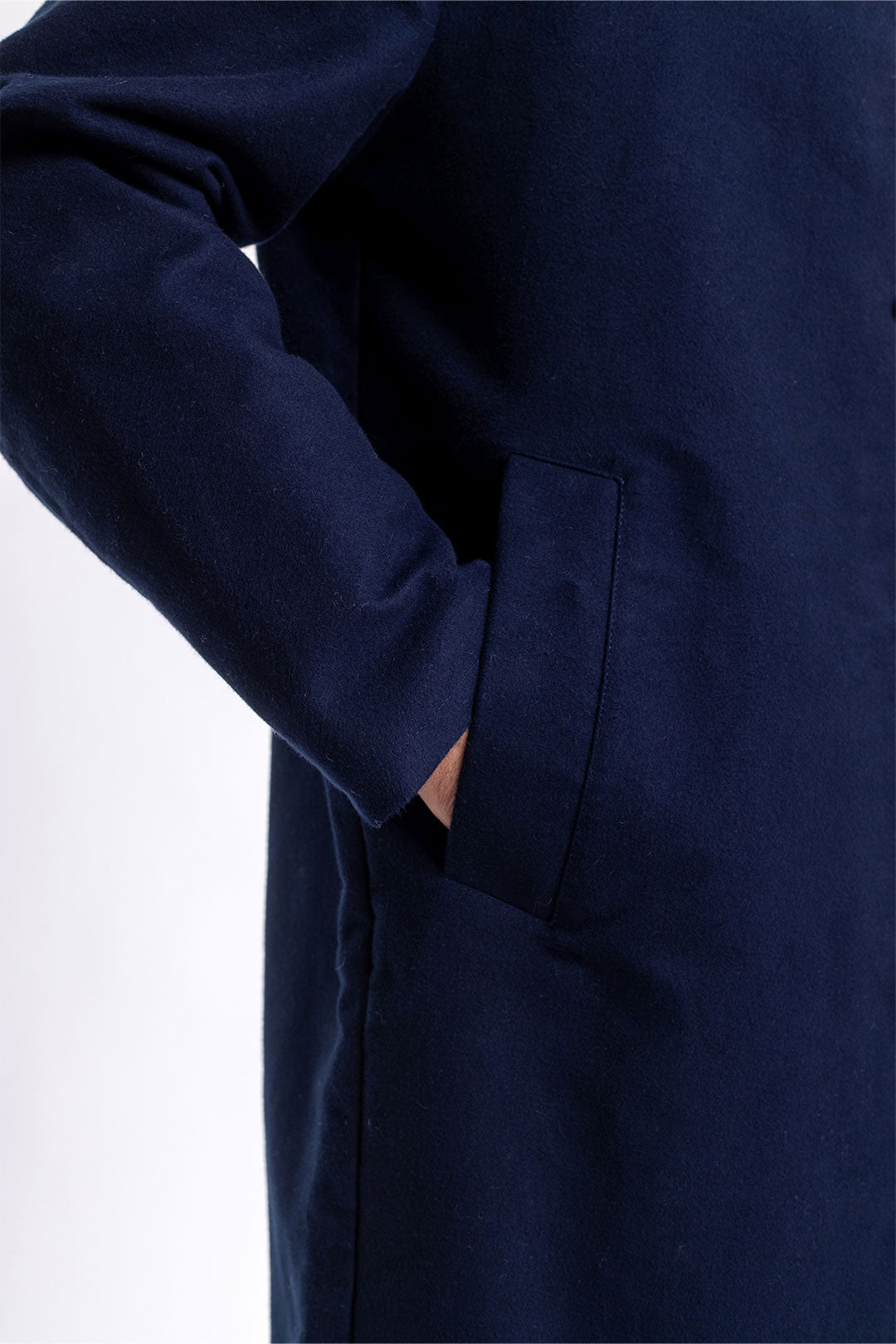 Moleskin Organic Cotton Overcoat Navy - ROTHOLZ