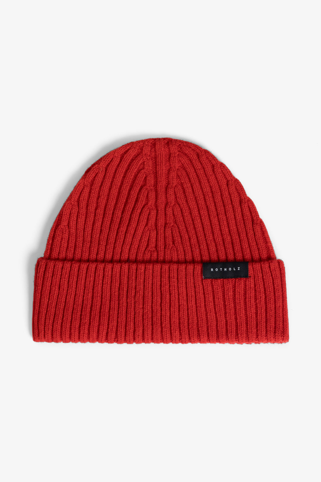 Classic Ribbed Wool Beanie Bright Red - ROTHOLZ