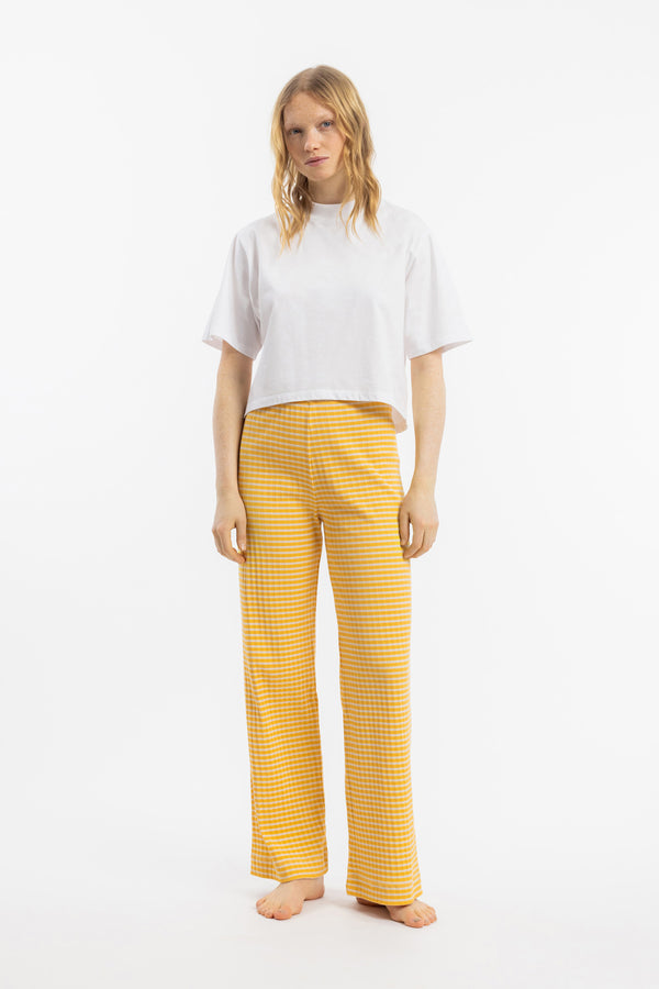 Ribbed Lounge Pants Sad Yellow Stripe - ROTHOLZ