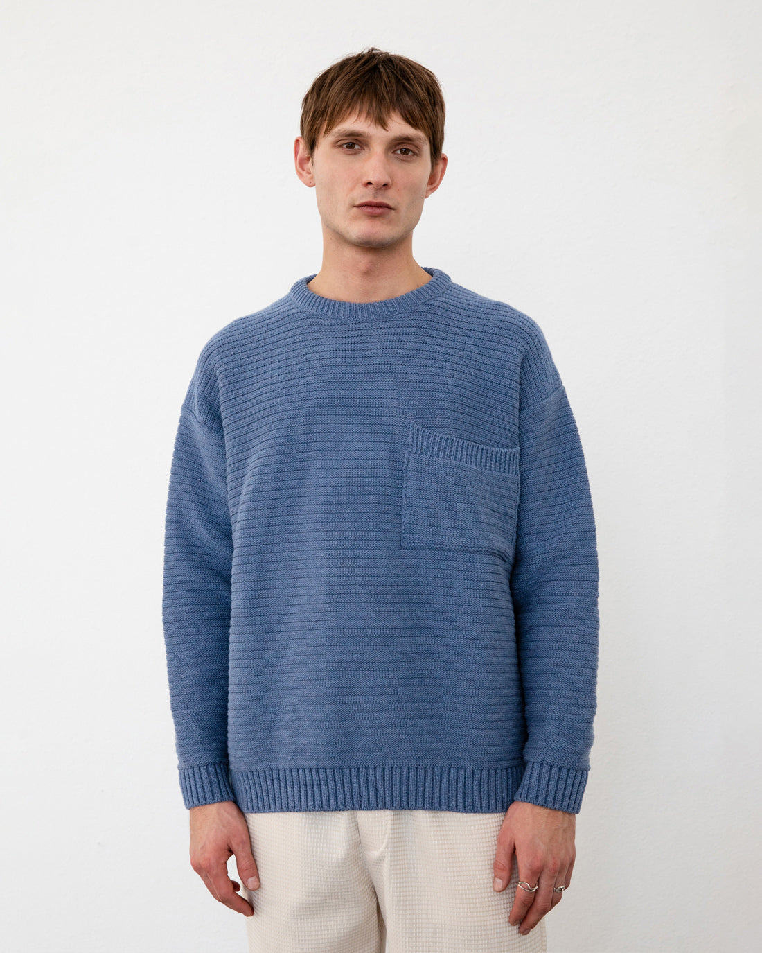 Loose Knit Sweatshirt Denim Blue