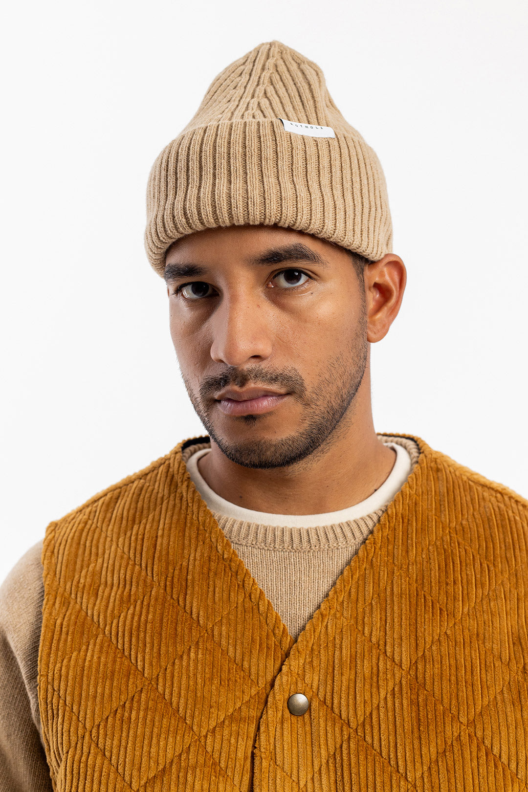 Classic Ribbed Wool Beanie Oatmeal - ROTHOLZ
