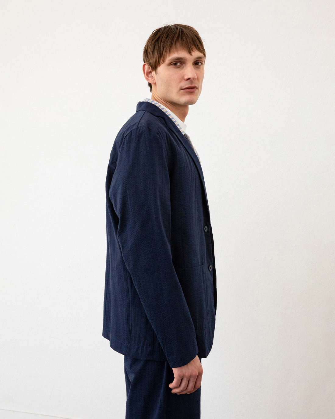 Workwear Blazer Seersucker Dark Navy