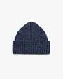 Classic Ribbed Knit Merino Wool Beanie Speckled Blue