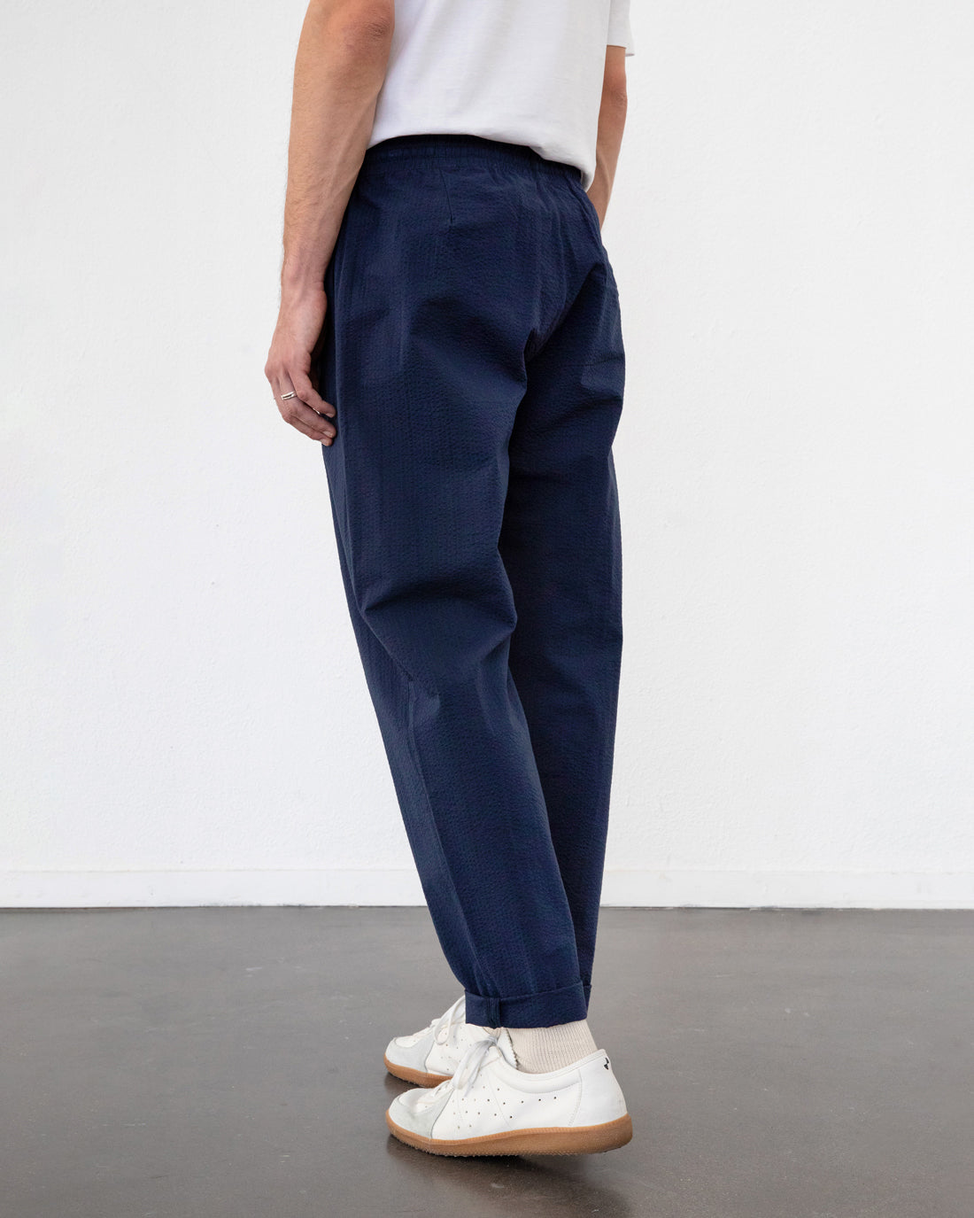 Relaxed Pants Seersucker Dark Navy
