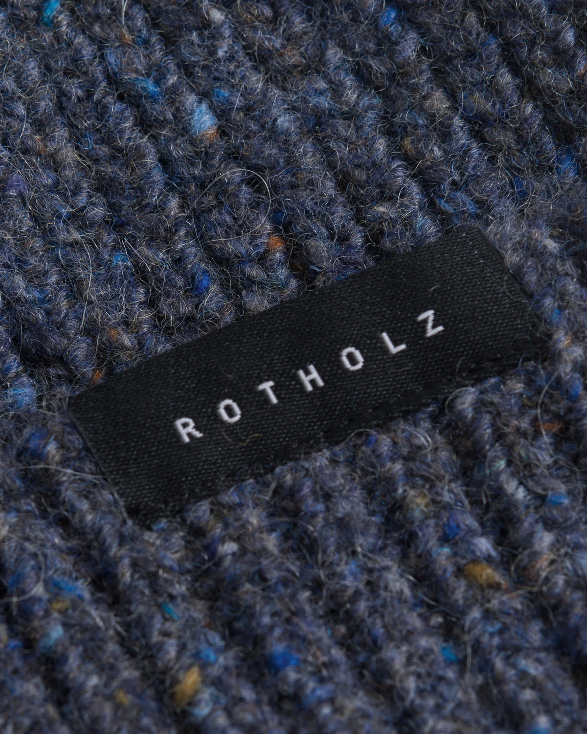 Classic Ribbed Knit Merino Wool Beanie Speckled Blue
