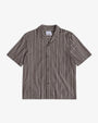 Bowling Shirt Organic Cotton Brown Stripe