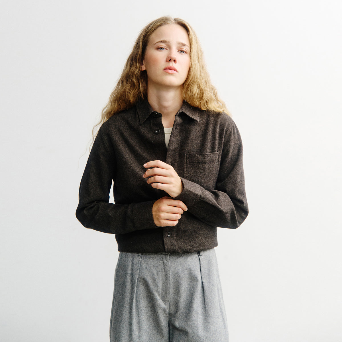 Flannel Casual Shirt Black Brown