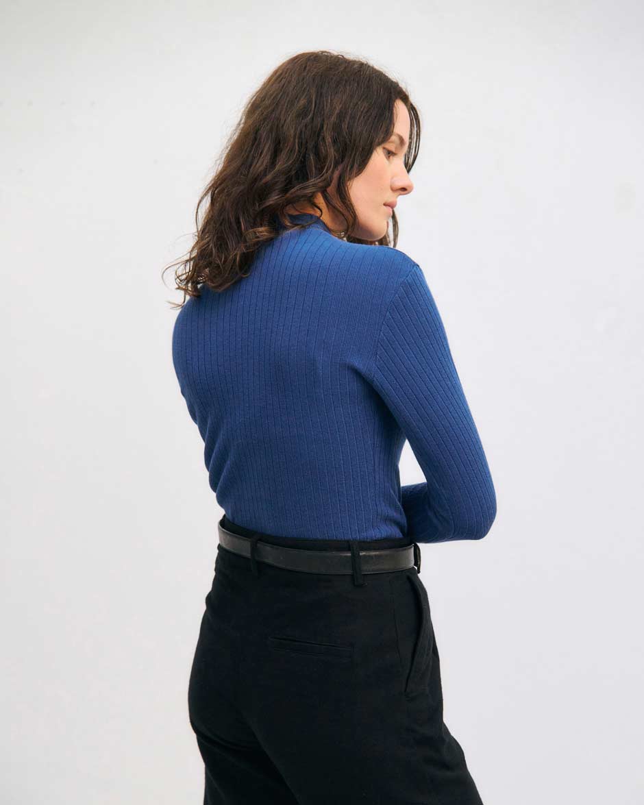 Heavy Ribbed Longsleeve Mockneck Royal Blue