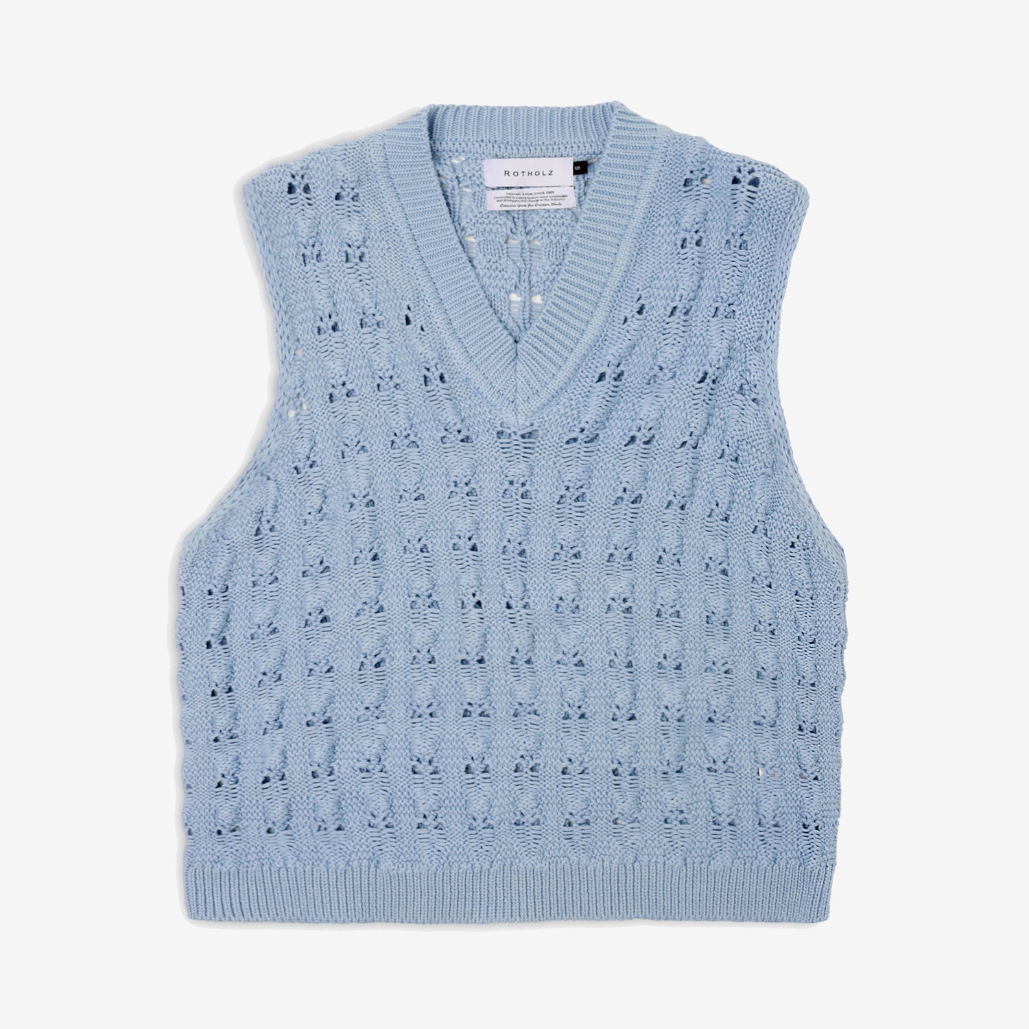 Wide Knit Vest Organic Cotton Soft Blue