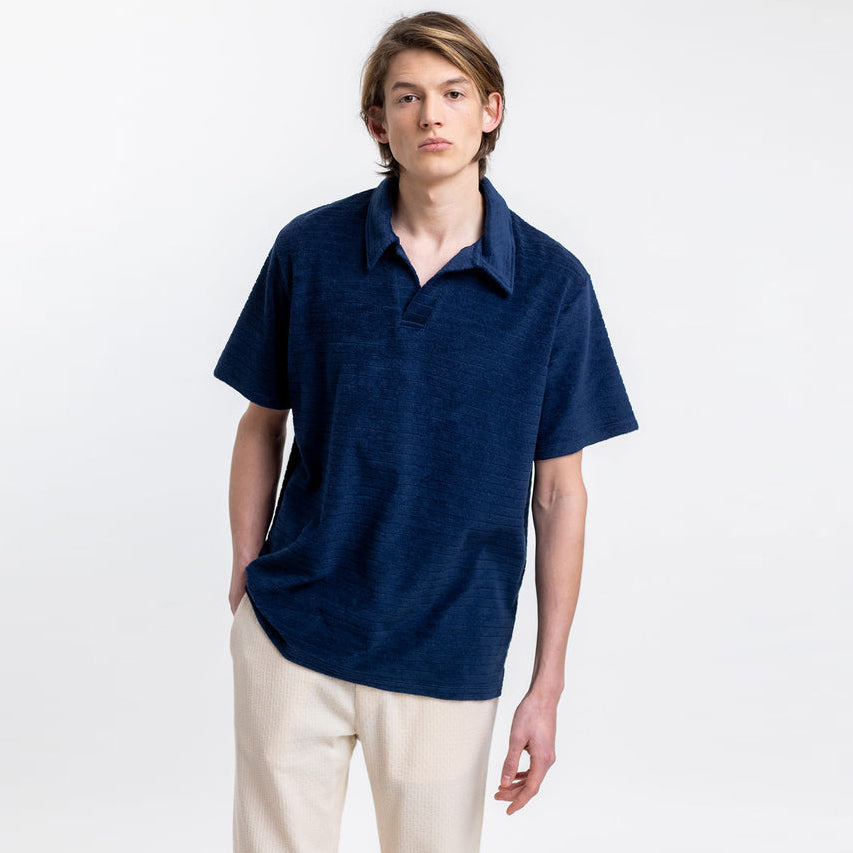 Terry Organic Cotton Polo Navy - ROTHOLZ