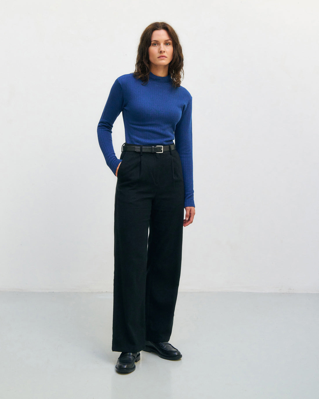 Heavy Ribbed Longsleeve Mockneck Royal Blue