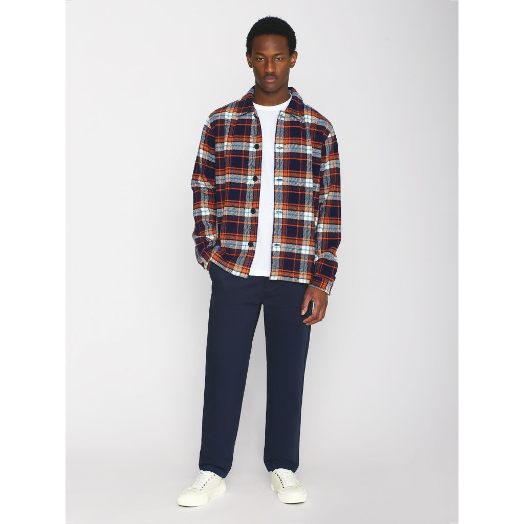 Overshirt Ekologisk Bomullsflanell Orangerutig - KNOWLEDGE COTTON APPAREL