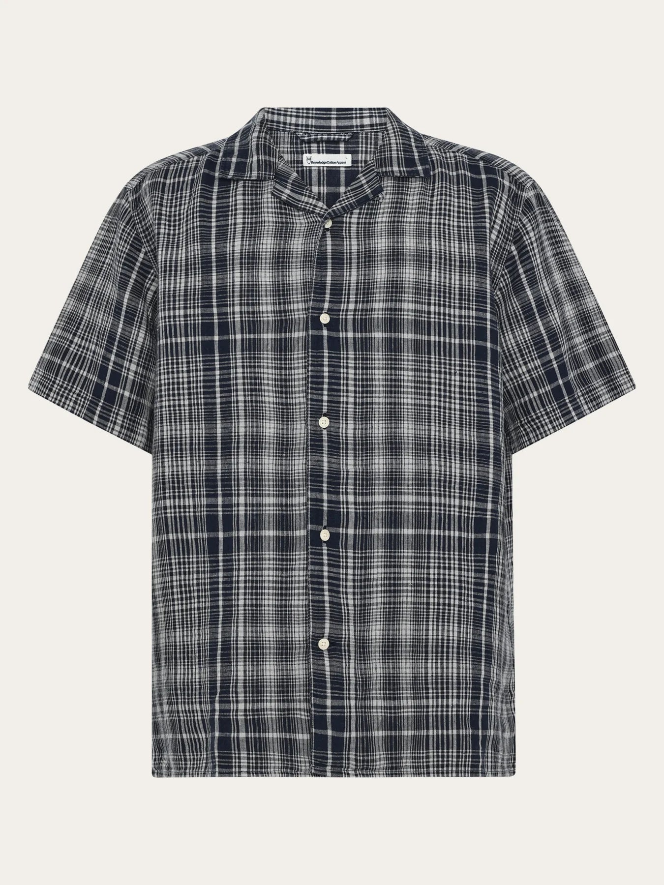 Relaxed Linen Short Sleeve Shirt Navy