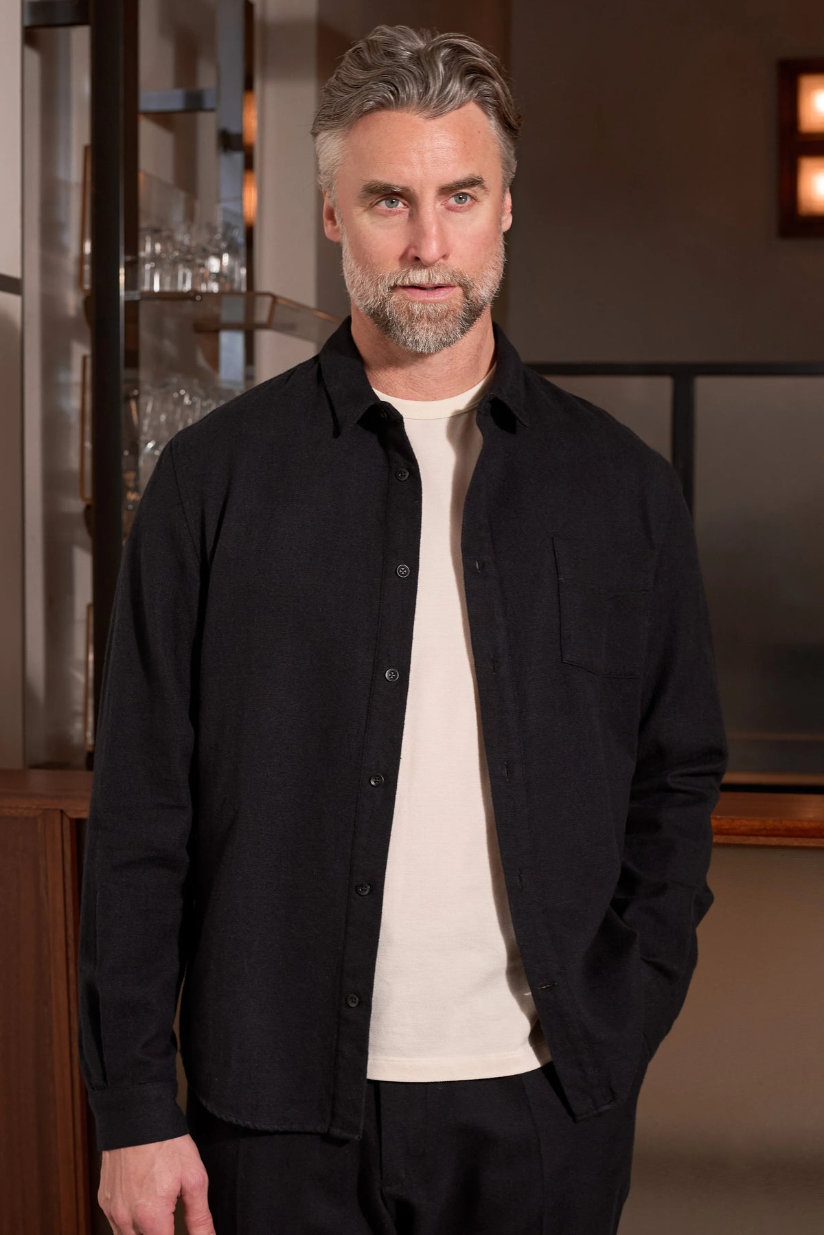 Simon Eco Flannel Shirt Black